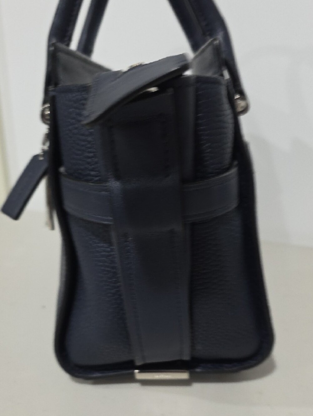 Coach Swagger 27 Navy Pebbled Leather Satchel with Silver Hardware Purse F87295 - Picture 5 of 16